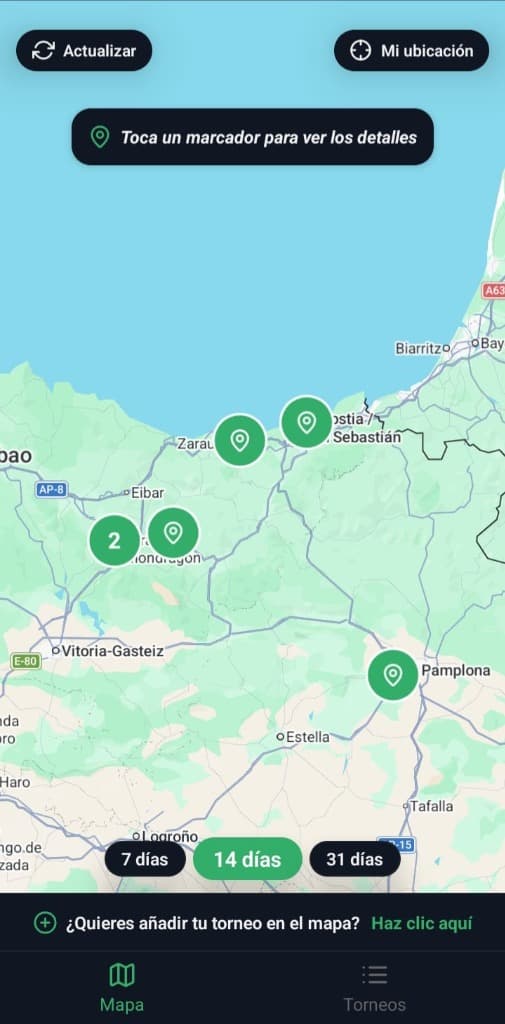 Vista de la pantalla de mapa de Mapa Mus